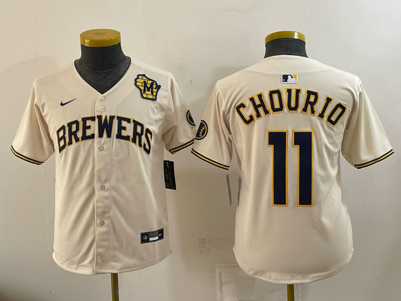 Youth 2026 Milwaukee Brewers #11 Chourio cream Game Nike MLB Jersey 091800
